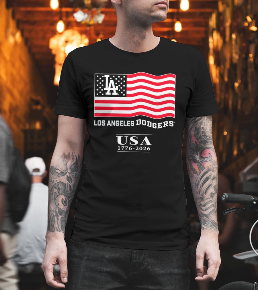 Los Angeles Dodgers USA Flag 1776 2026 T-Shirt