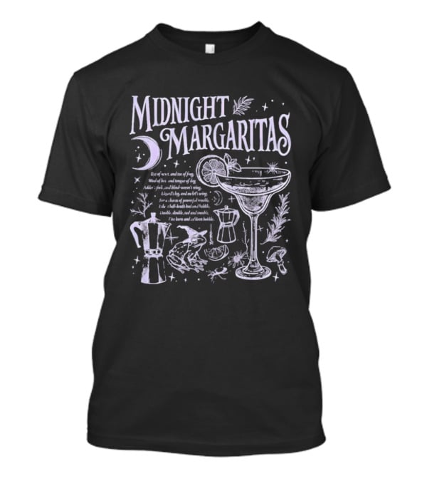 Midnight Margaritas Moon And Witchy Spooky Season Cauldron T-Shirt