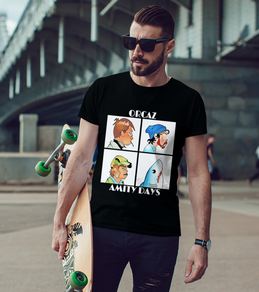 Orcaz Amity Days Four Grid Shark Bite Album Cover T-Shirt
