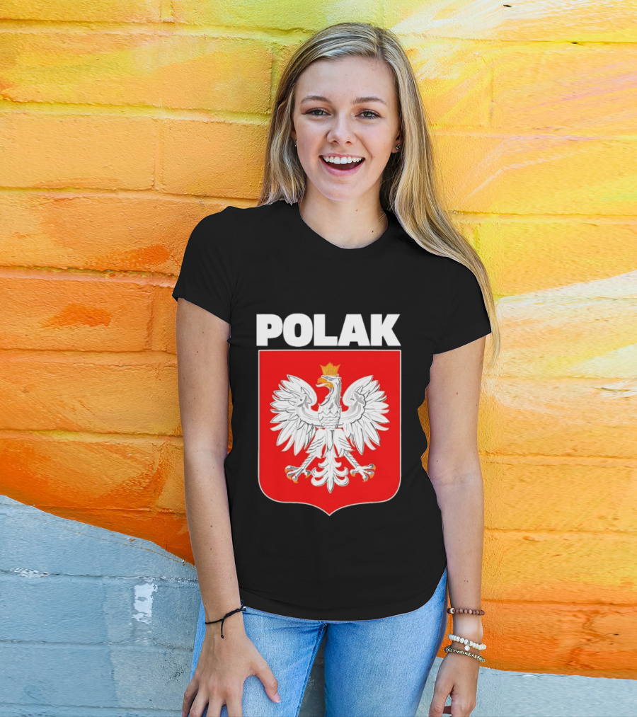 Polak Polish Eagle Emblem White Text Red T-Shirt