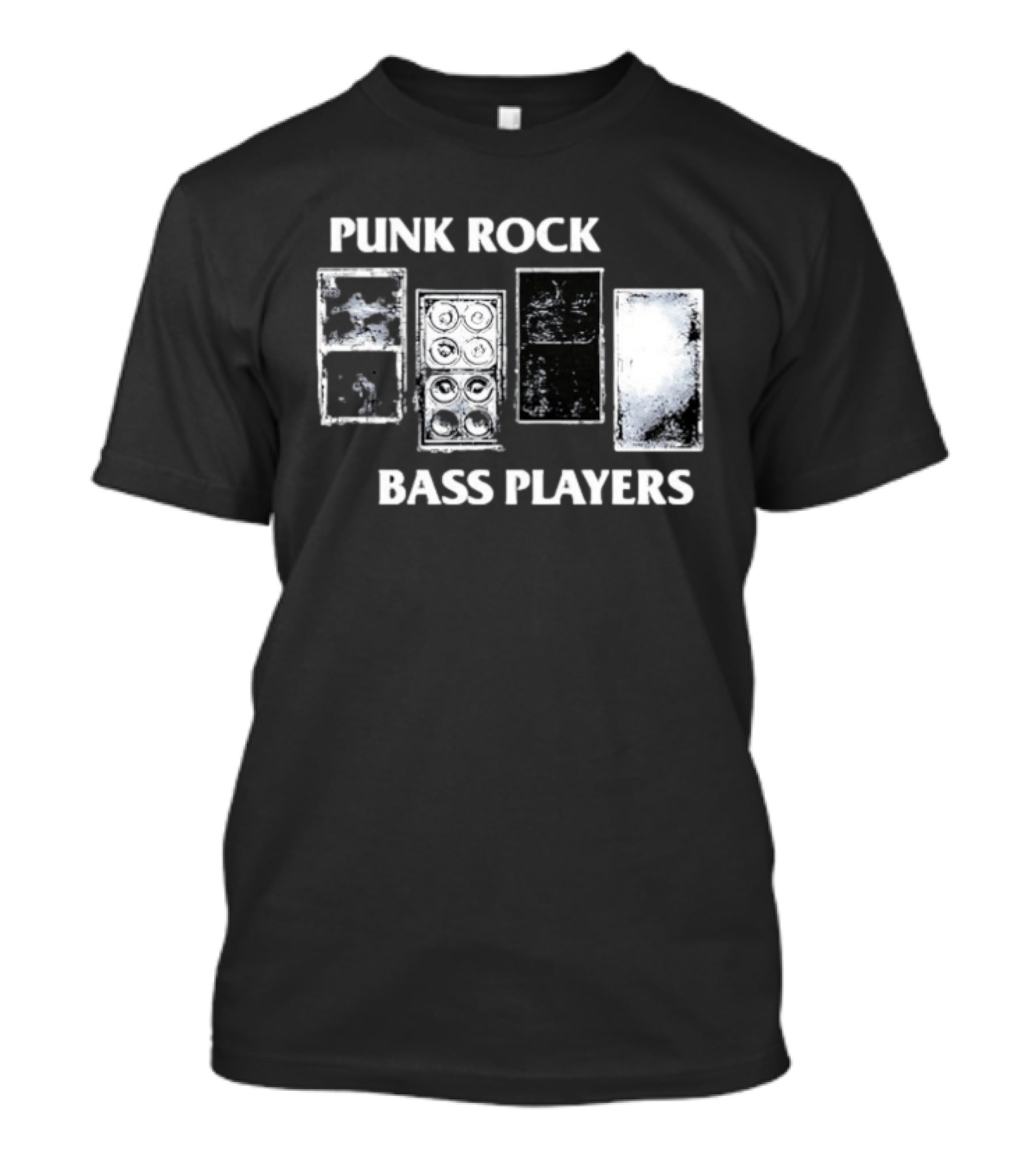 Punk Rock Bass Players Amplifier Musician Black White Speaker Cabinet T-Shirt