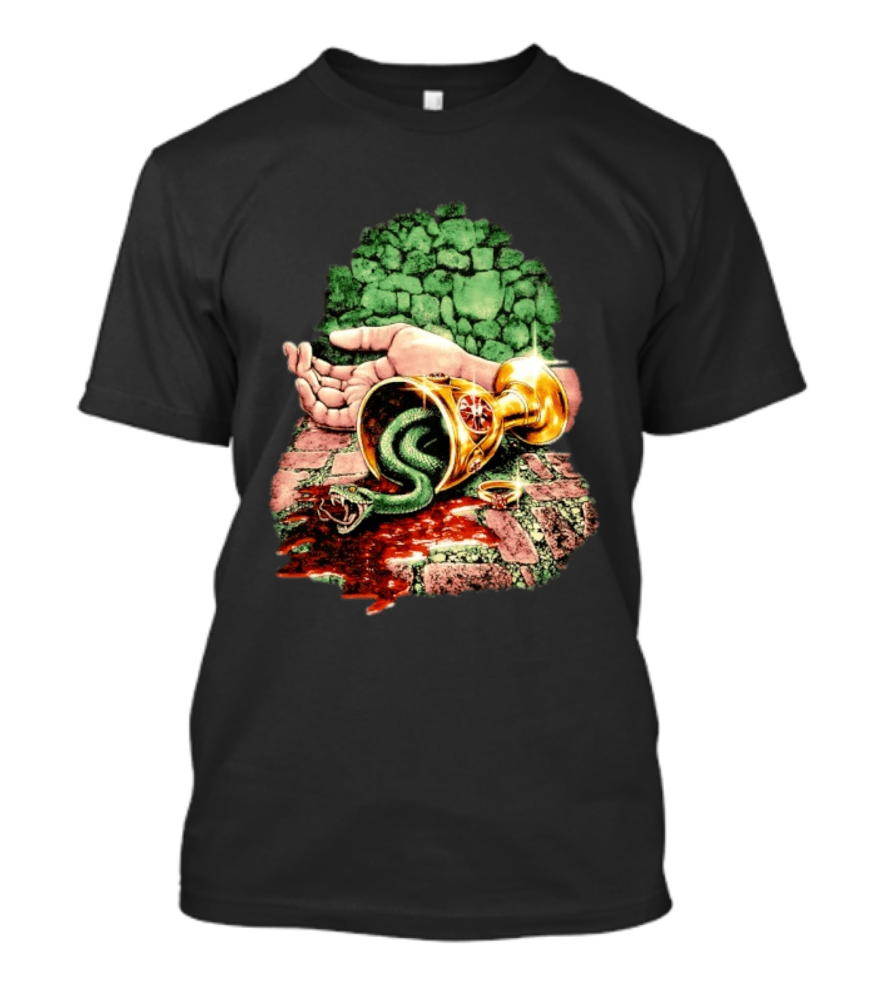 Enchanted Serpent With Golden Chalice And Ring Fantasy T-Shirt