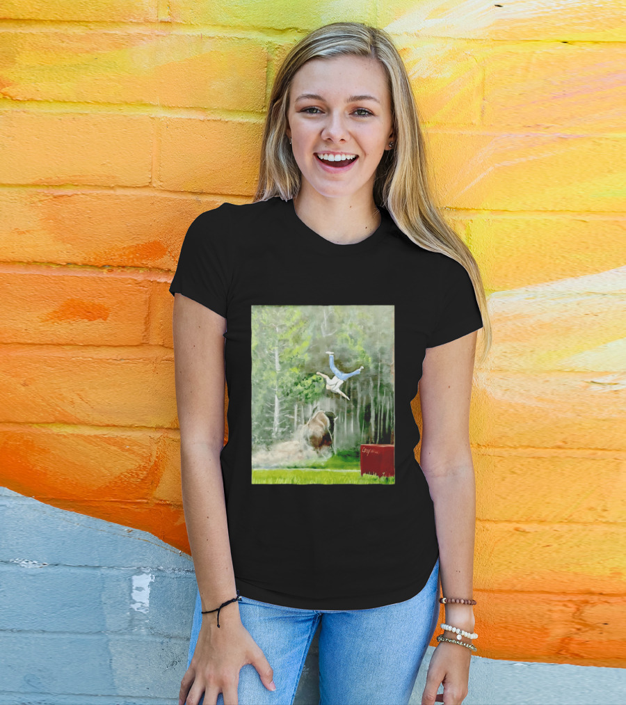 Sportman Epic Bison Attack Wildlife Painting T-Shirt