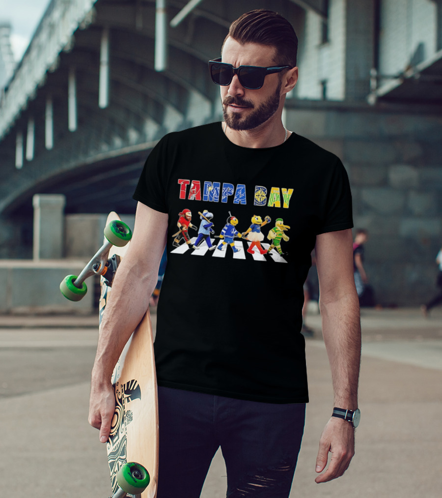 Tampa Bay Sports Mascots Walking Abbey Road Style Sports In City T-Shirt