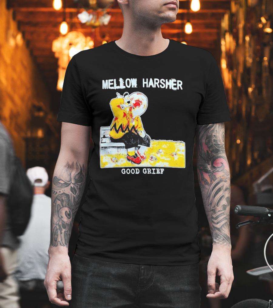 Mellow Harsher Good Grief Charlie Brown Drinking Image T-Shirt