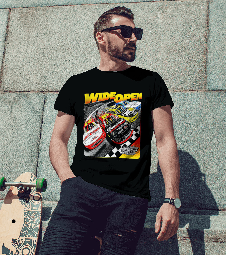 Wide Open Jordan Anderson Racing Bommarito Autosport Race Cars Checkered Track T-Shirt