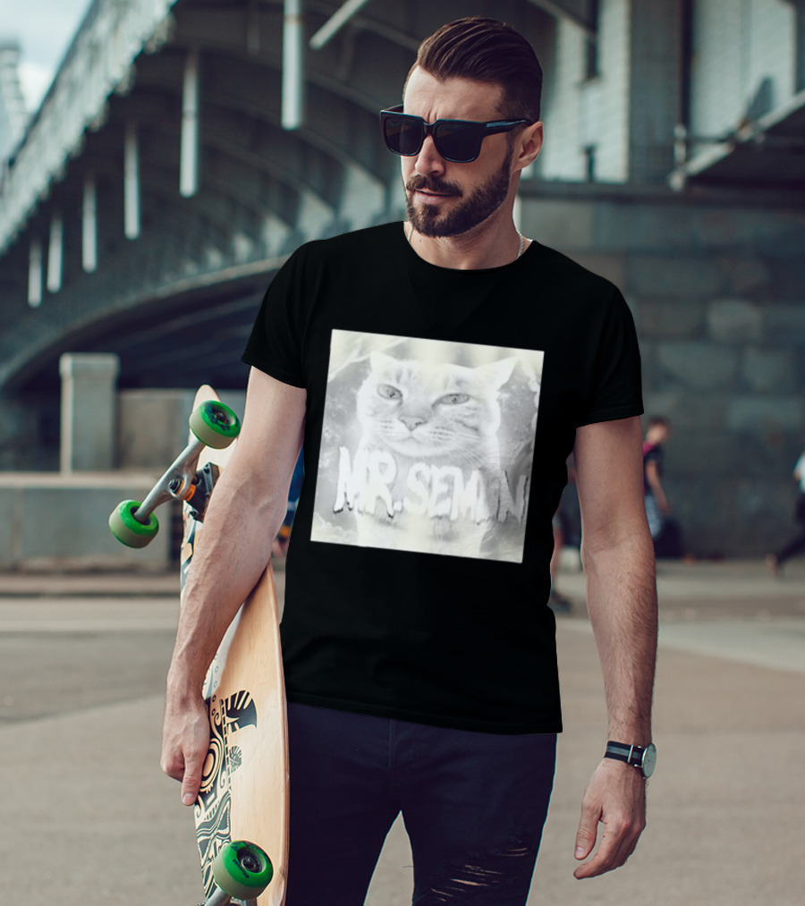 Mr Semen Cat Feline Fantasy Bold White T-Shirt