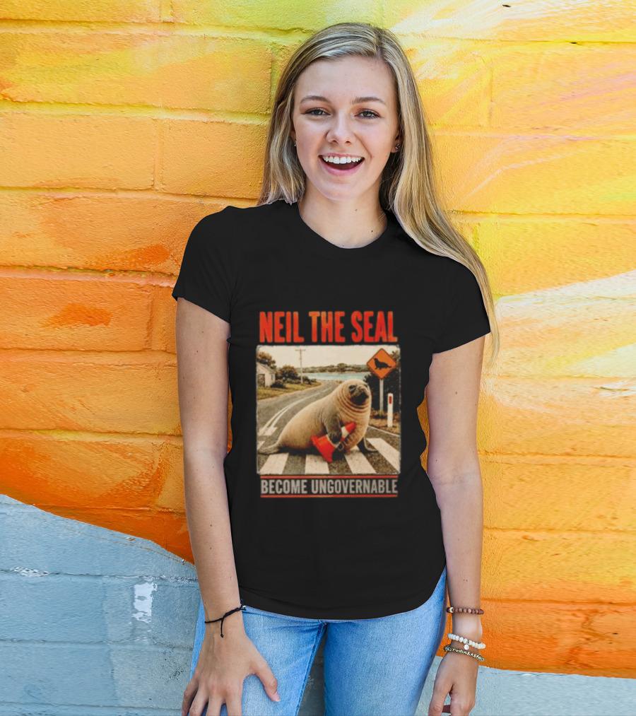 Neil The Seal Become Ungovernable Traffic Cone Road Crossing T-Shirt