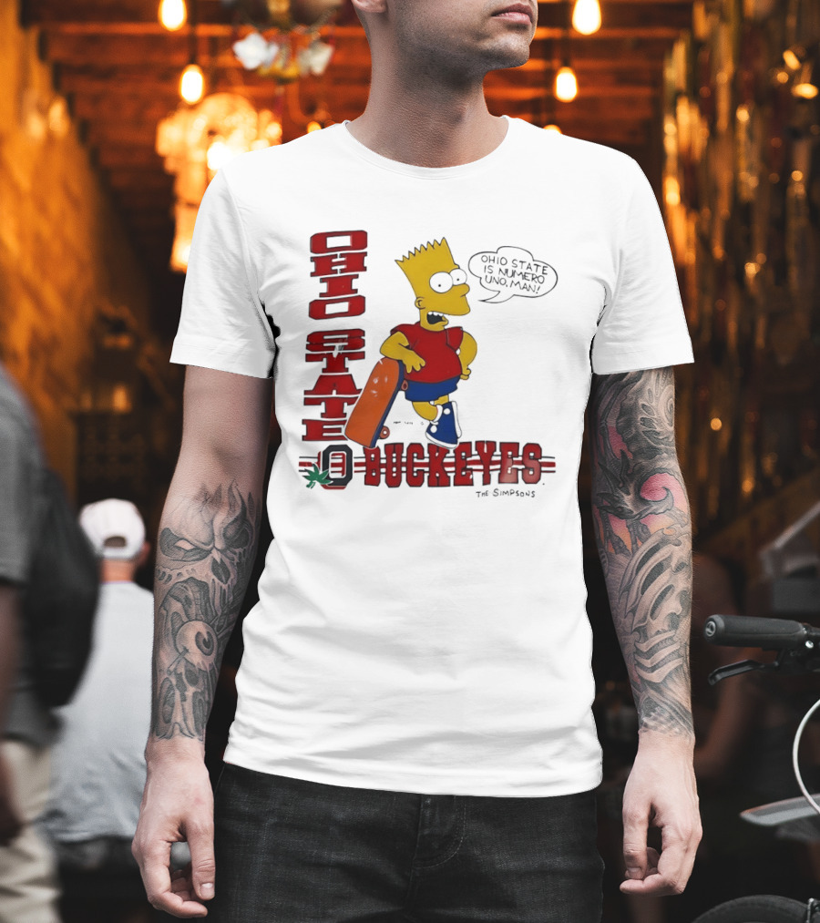 Ohio State Buckeyes Bart Simpson Numero Uno Man Skateboard T-Shirt