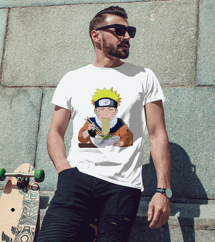 Naruto Uzumaki Ramen Eating Scene Anime Manga Character Popular T-Shirt