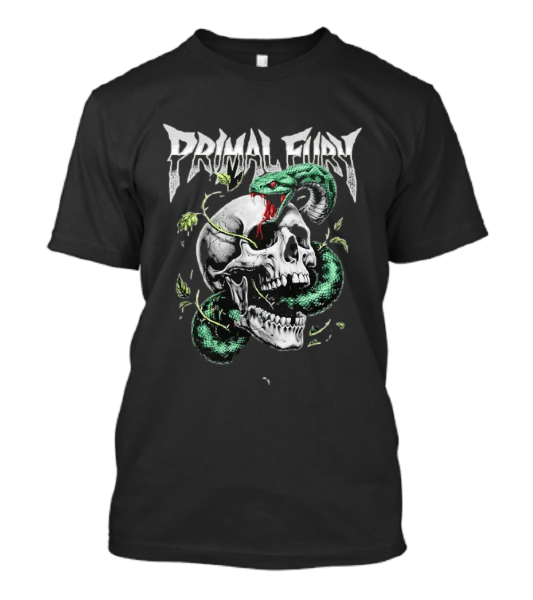 Primal Fury Skull And Serpent Heavy Metal T-Shirt