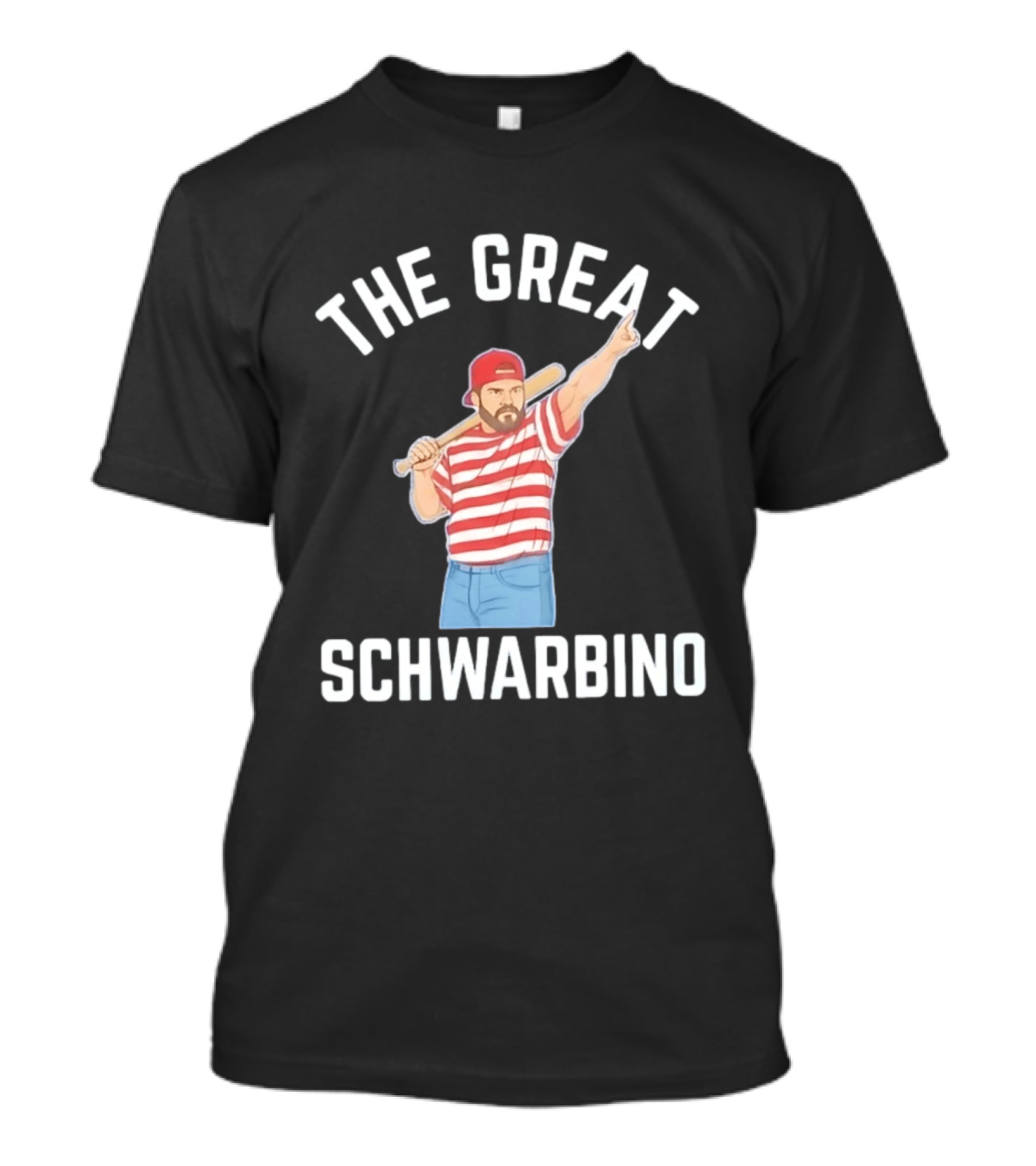 The Great Schwarbino Kyle Schwarber Philadelphia Phillies Striped Baseball T-Shirt