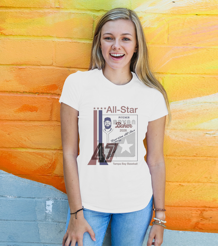 Tampa Bay Rays Bryan Baker 47 Pitcher 2026 MLB All Star T-Shirt