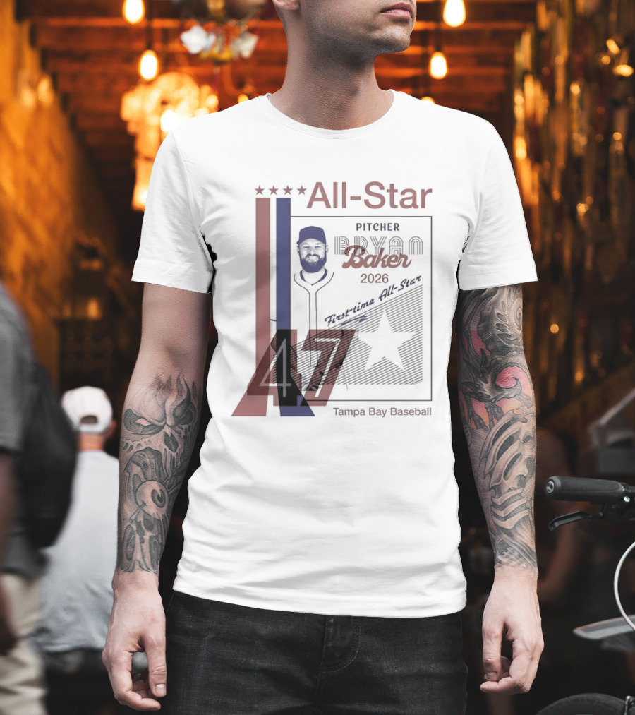 Tampa Bay Rays Bryan Baker 47 Pitcher 2026 MLB All Star T-Shirt