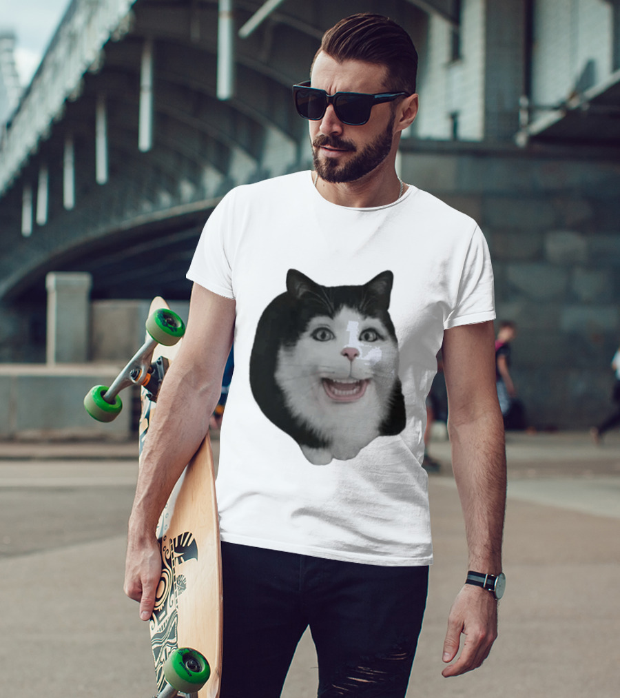 Grinning Cat With Human Teeth T-Shirt