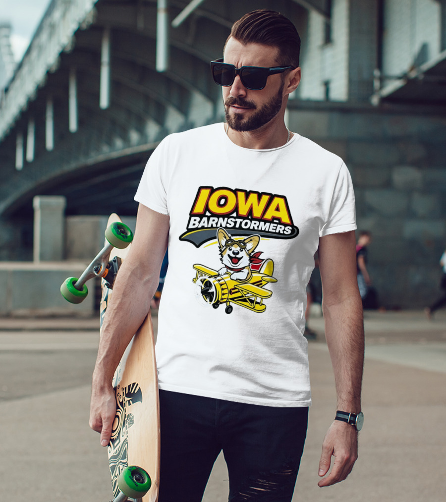 Iowa Barnstormers Corgi Pilot Airplane T-Shirt
