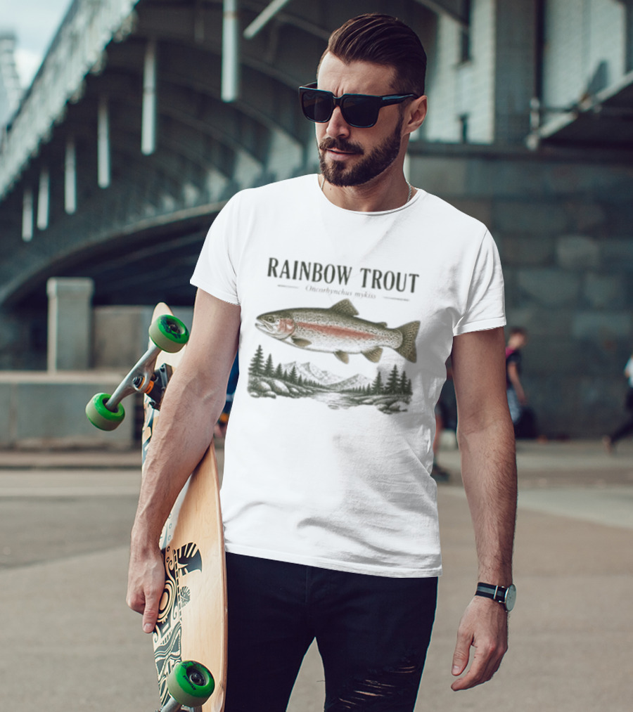 Rainbow Trout Oncorhynchus Mykiss Nature Scenic Mountain Landscape T-Shirt