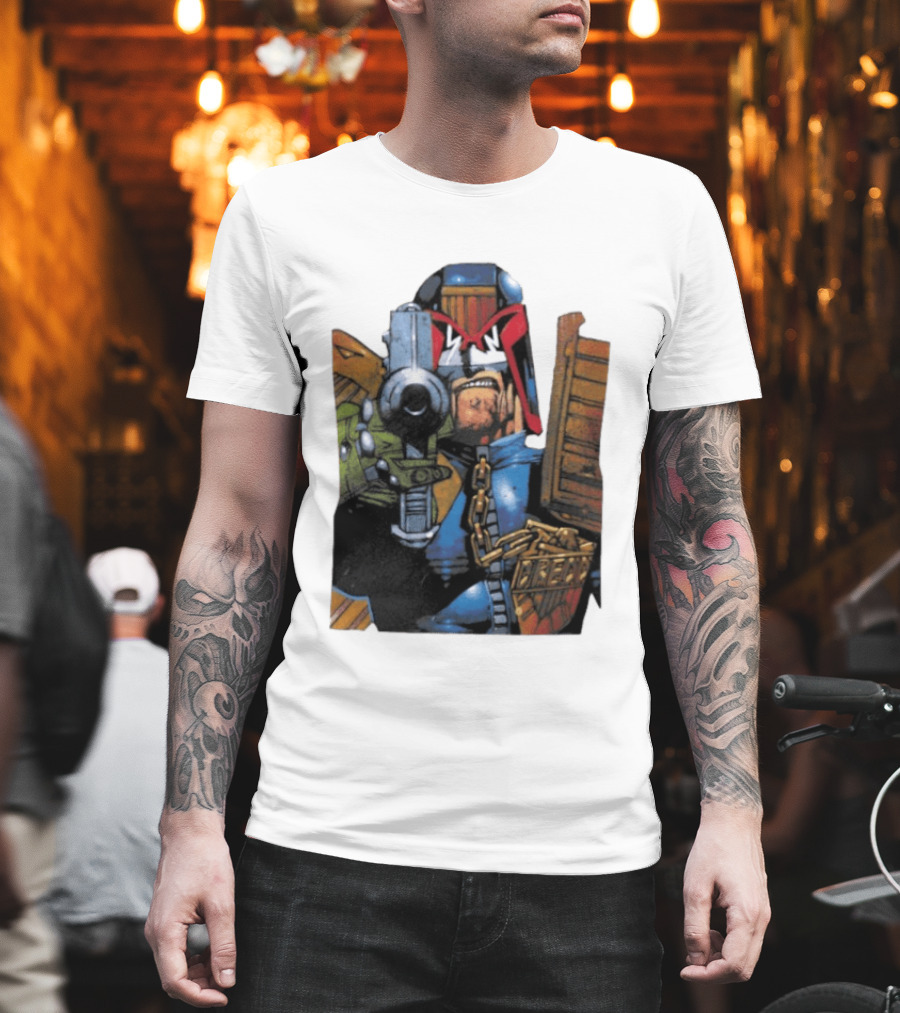 Judge Dredd 2000 AD Comic Book Character With Iconic Outfit T-Shirt
