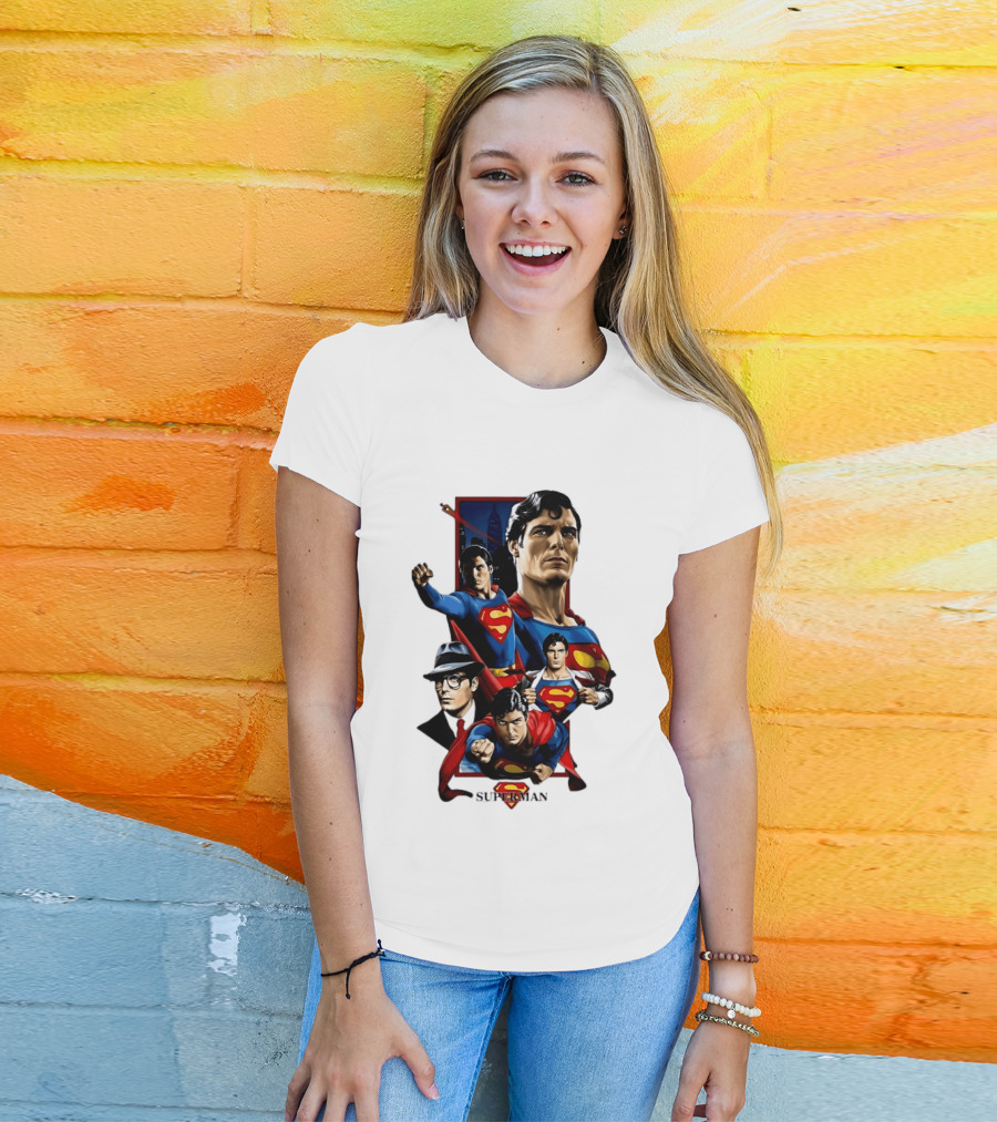 Superman Collage Classic Iconic Characters With S T-Shirt