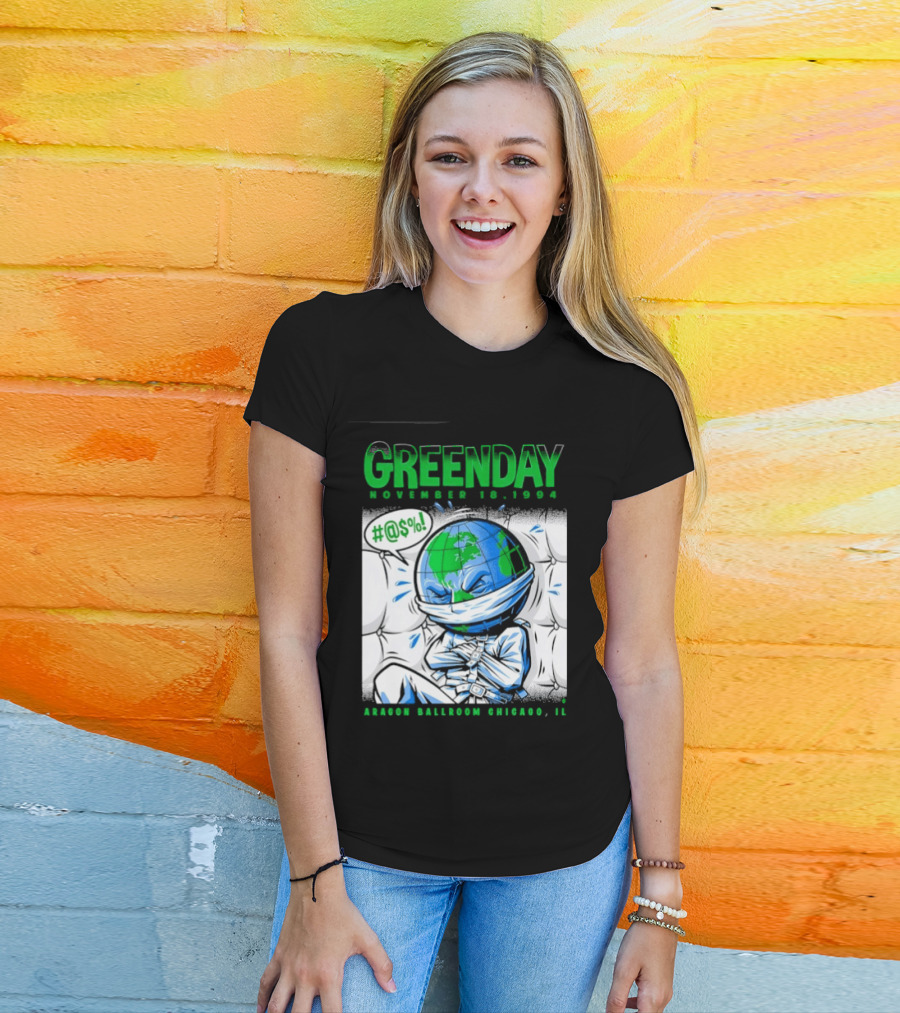 Greenday November 18 1994 Aragon Ballroom Chicago IL Earth T-Shirt