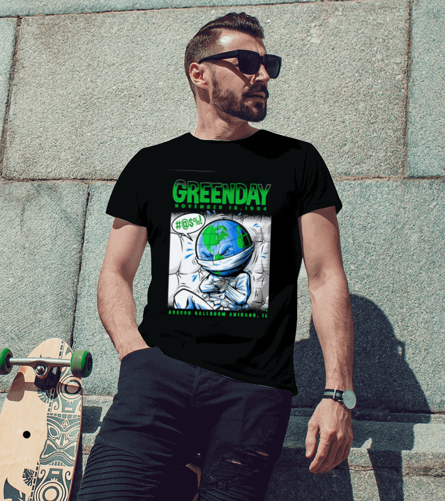 Greenday November 18 1994 Aragon Ballroom Chicago IL Earth T-Shirt