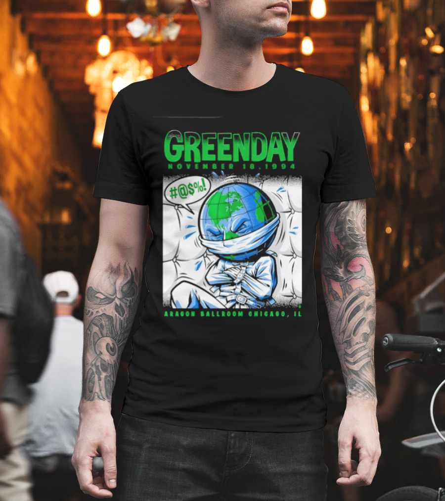 Greenday November 18 1994 Aragon Ballroom Chicago IL Earth T-Shirt