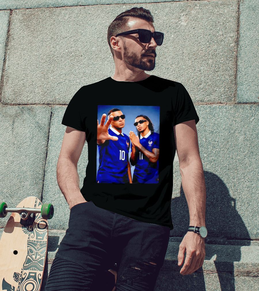 Kylian Mbappe Ousmane Dembele France National Football Team Jersey Blue T-Shirt