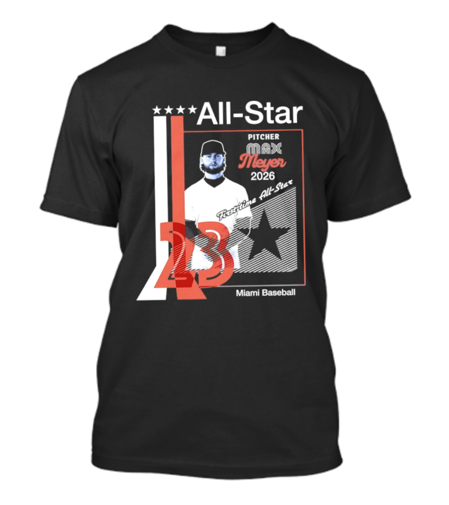 All Star Pitcher Max Meyer 23 Miami Baseball 2026 T-Shirt