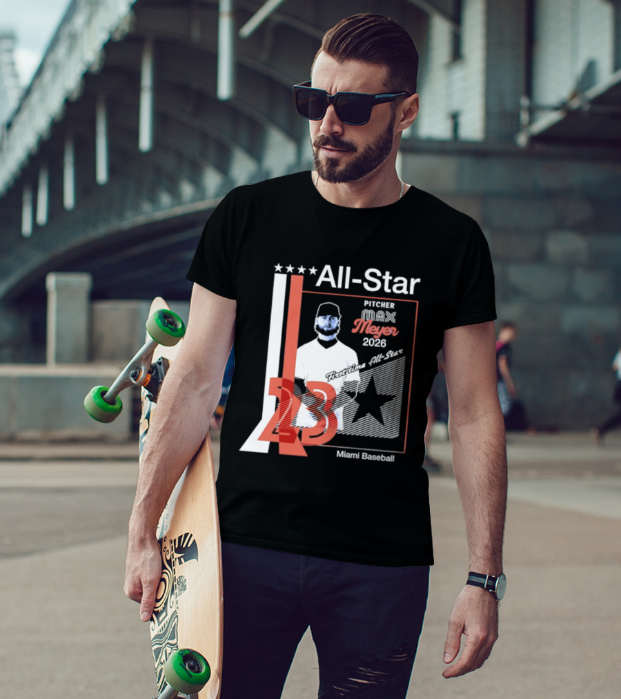All Star Pitcher Max Meyer 23 Miami Baseball 2026 T-Shirt
