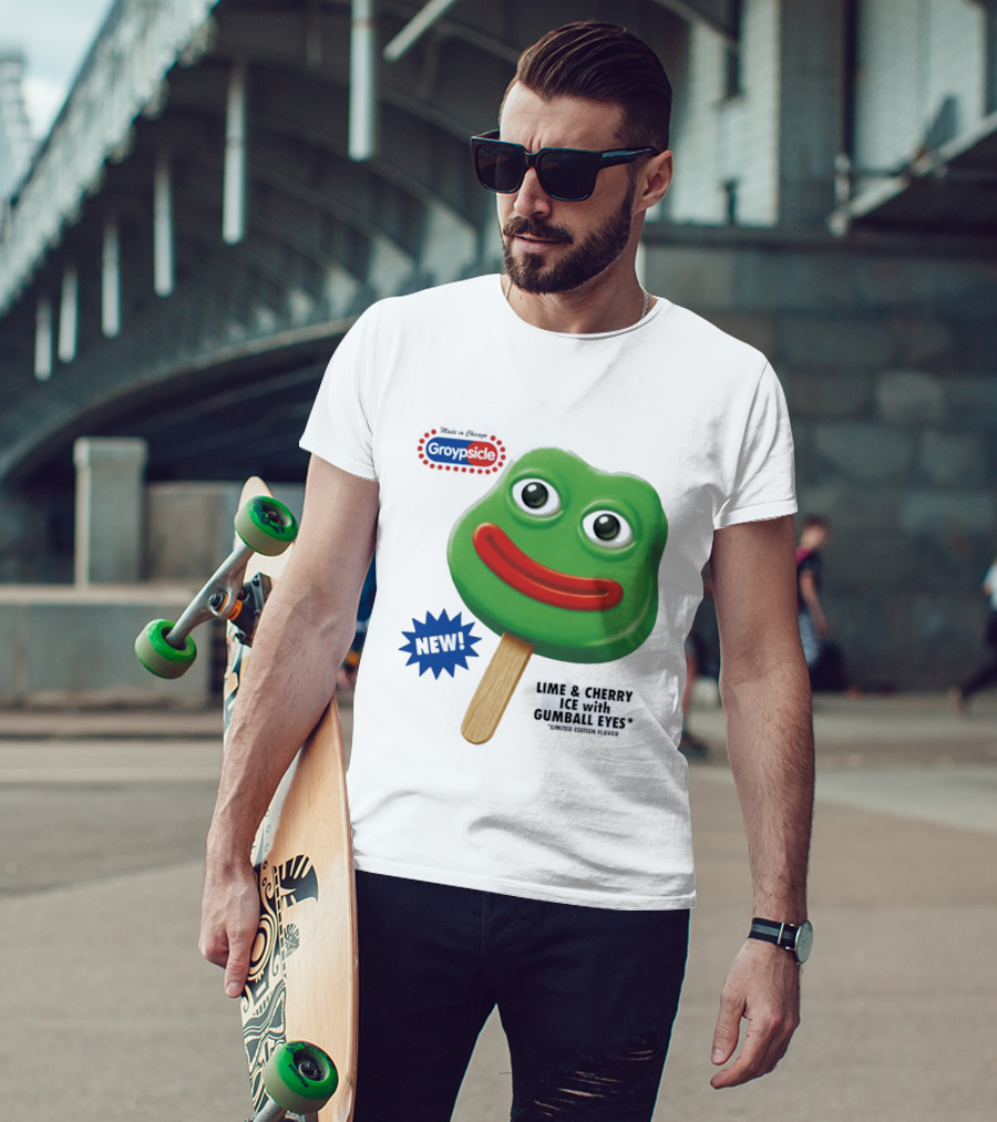 Groypsicle Lime And Cherry Ice With Gumball Eyes Limited Edition Made In Chicago T-Shirt