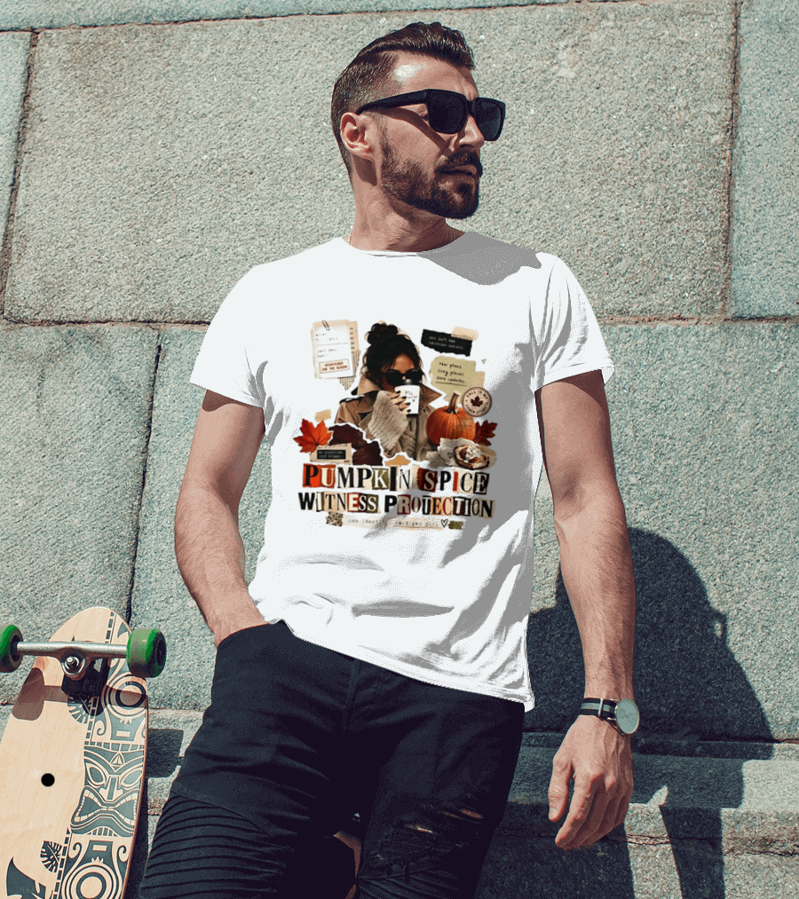 Pumpkin Spice Witness Protection Cozy Autumn Vibes PSL Pumpkin Latte New Plans Cozy Places Cardigan Girl T-Shirt