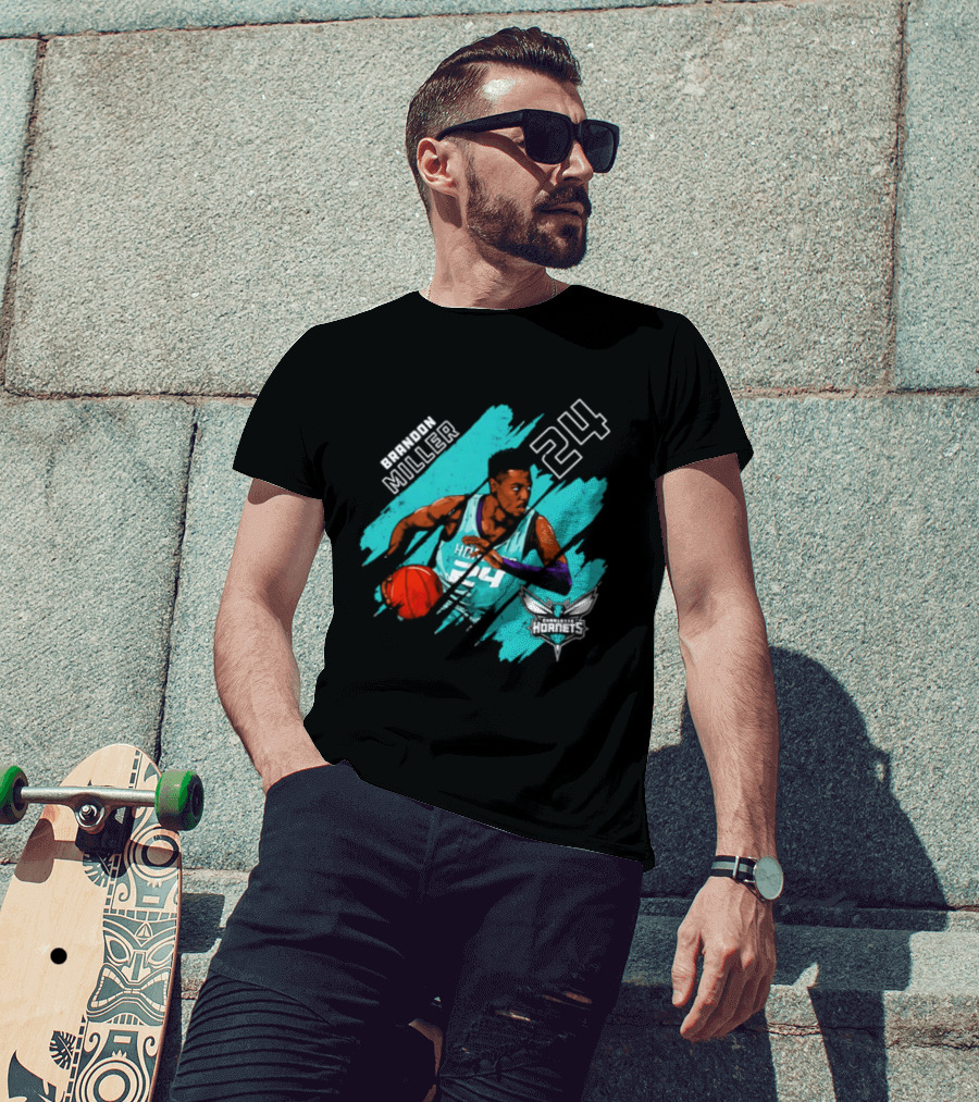 Brandon Miller 24 Charlotte Hornets Basketball Stripes T-Shirt