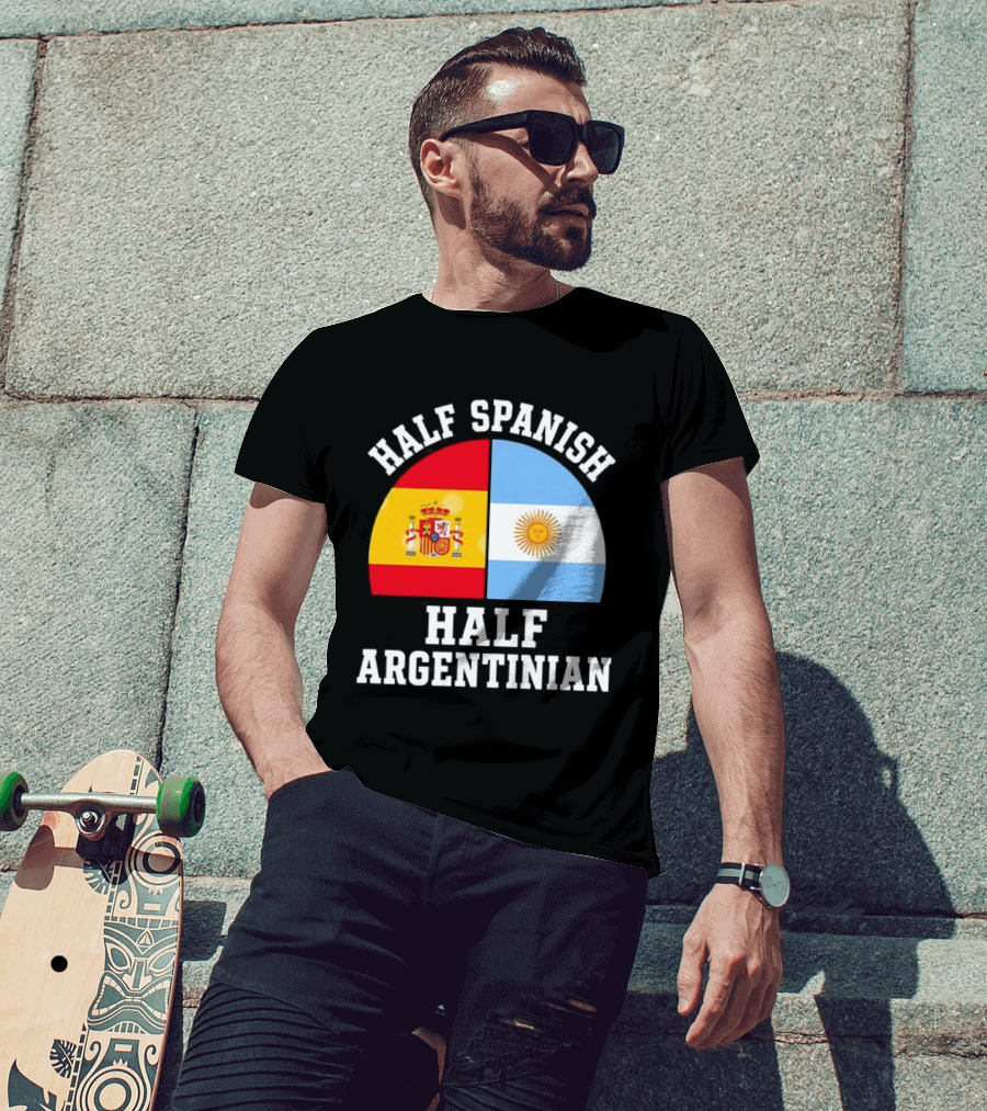 Half Spanish Half Argentinian Flags T-Shirt
