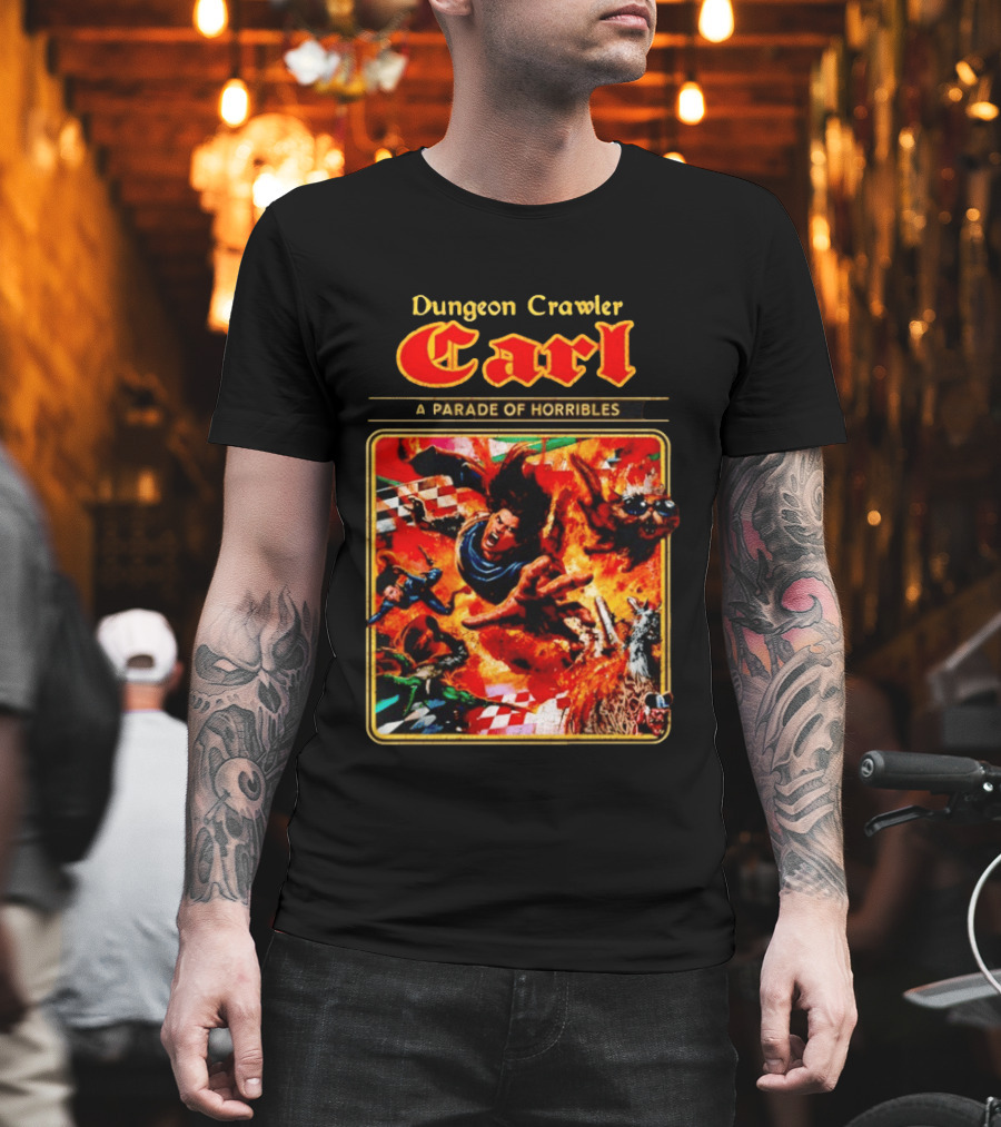 Dungeon Crawler Carl A Parade Of Horribles Fiery Adventure Scene With Characters T-Shirt