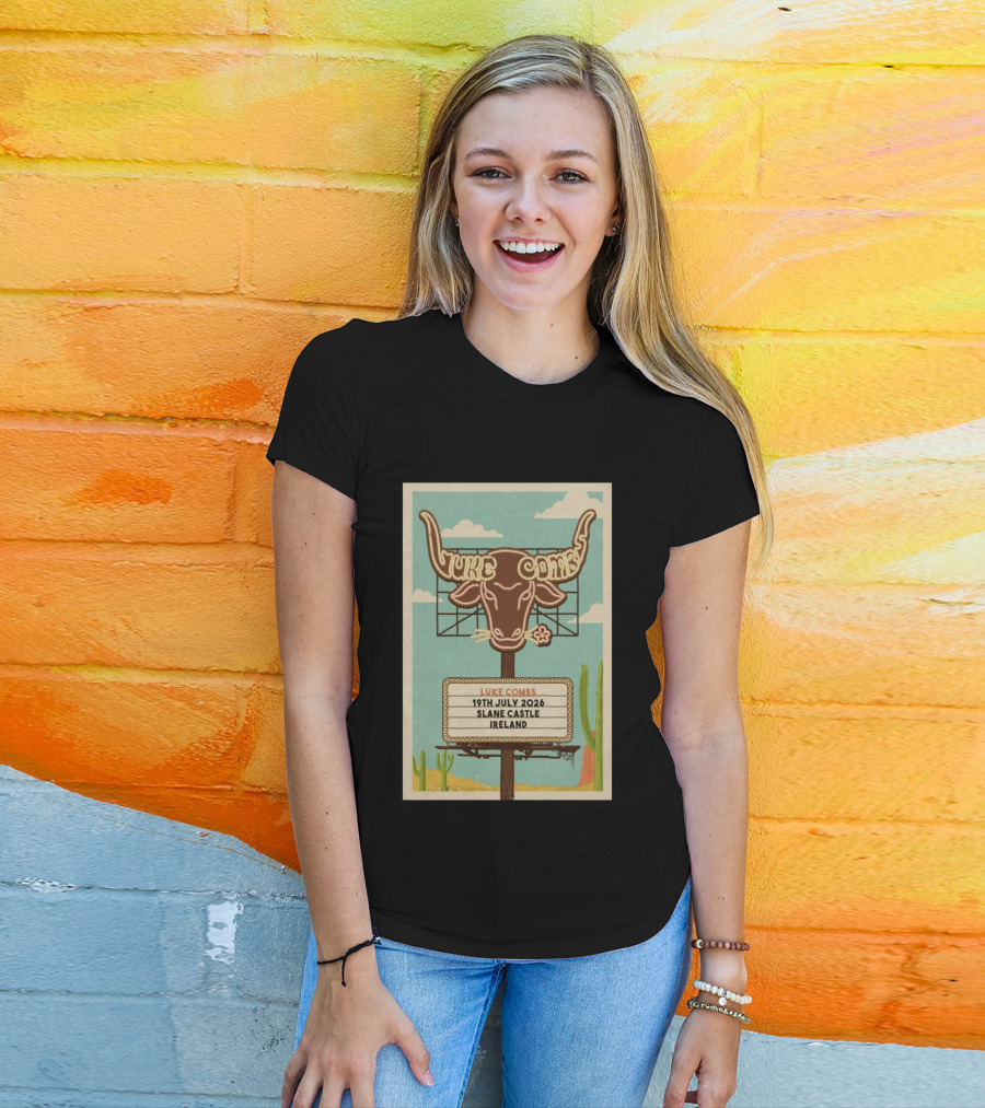 Luke Combs 19th July 2026 Slane Castle Ireland Bullhead Cactus Clouds T-Shirt