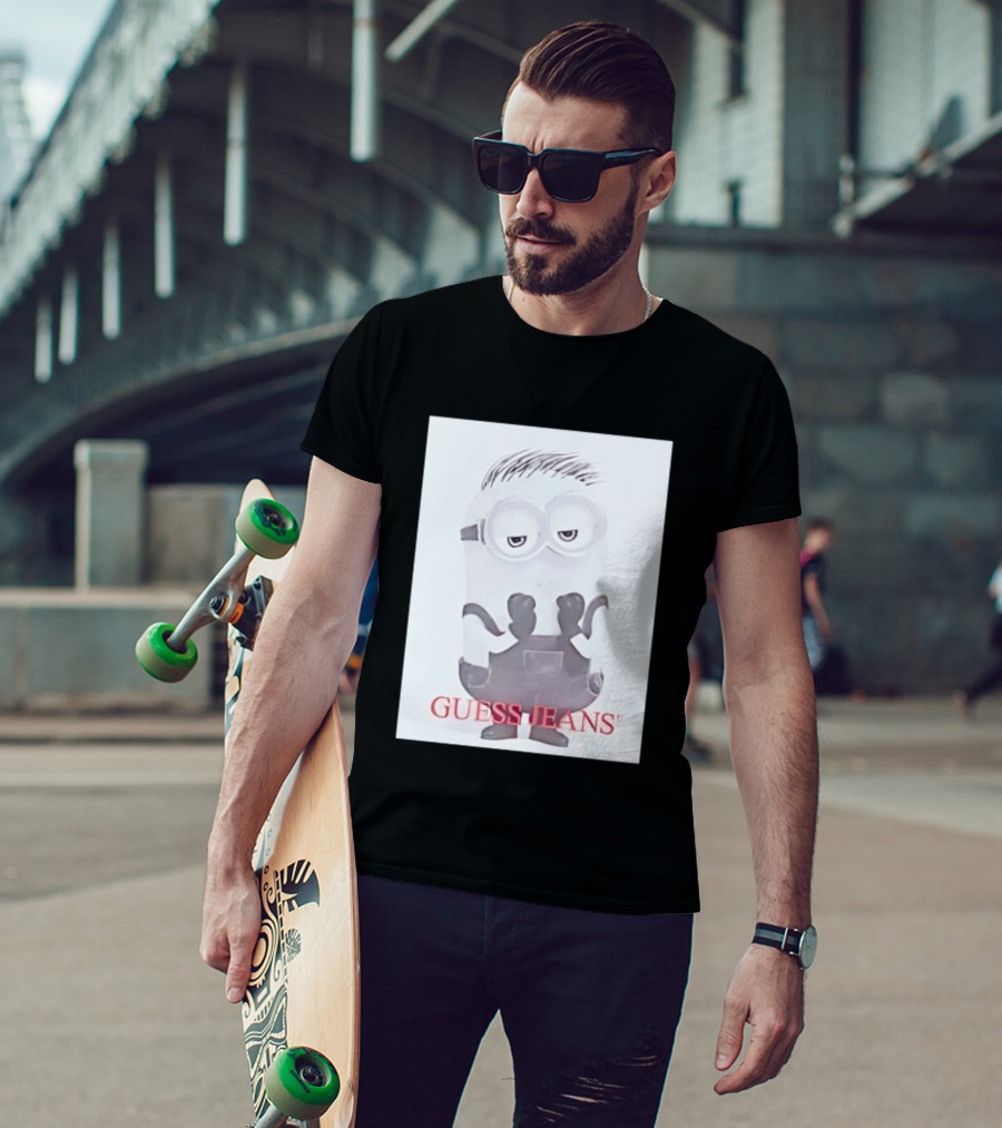 Minion Guess Jeans Despicable Me Goggle Wearing Cartoon T-Shirt