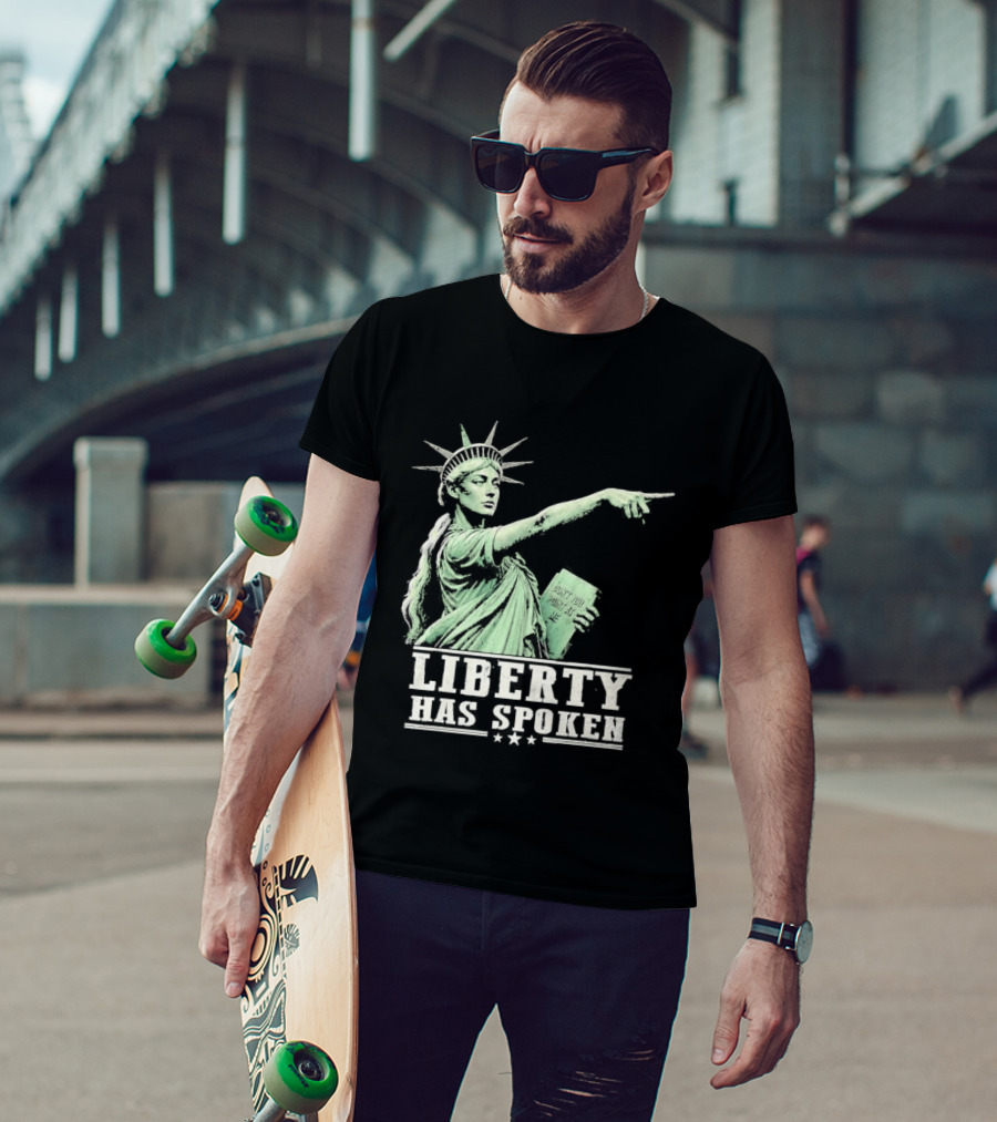 Liberty Has Spoken Statue Of Liberty Vintage Pointing Gesture T-Shirt