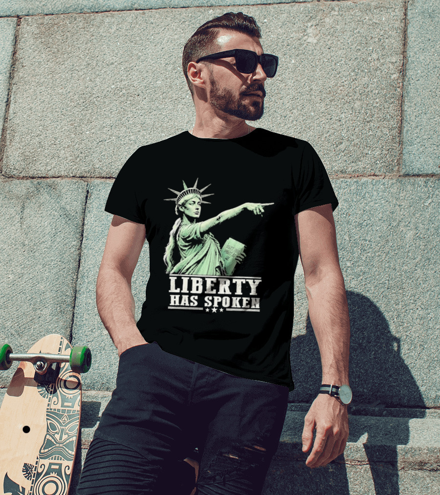 Liberty Has Spoken Statue Of Liberty Vintage Pointing Gesture T-Shirt