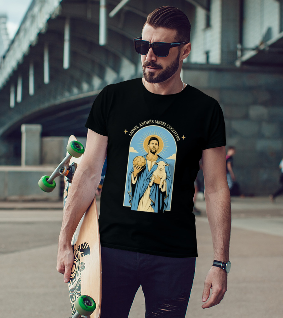 In GOAT We Trust Lionel Andrés Messi Cuccittini Golden Ball Lamb T-Shirt