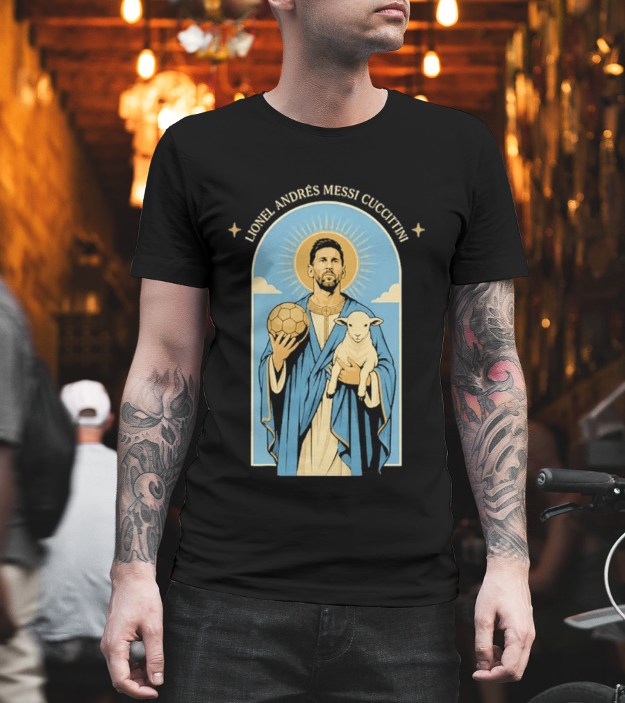 In GOAT We Trust Lionel Andrés Messi Cuccittini Golden Ball Lamb T-Shirt