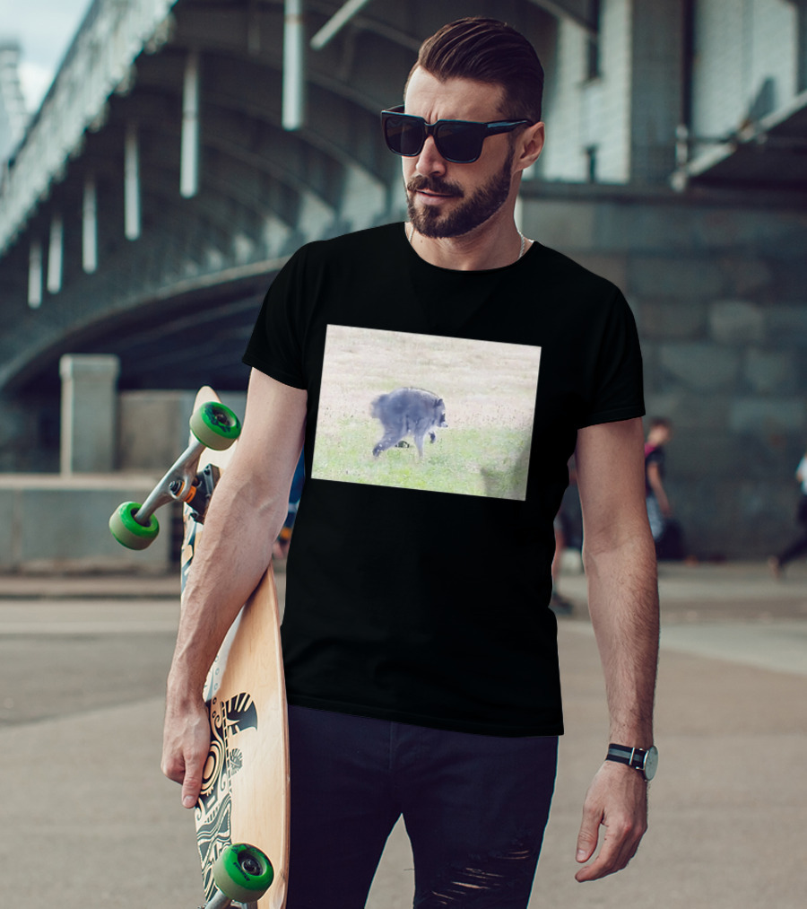 Jimothy Raccoon Walking In Grassy Field Wildlife Scene T-Shirt