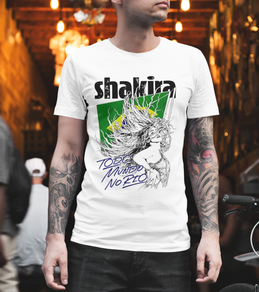 Shakira Todo Mundo No Rio Brazil Flag T-Shirt