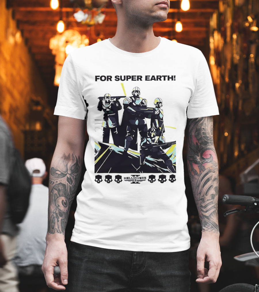 Helldivers II For Super Earth Video Game Soldiers T-Shirt