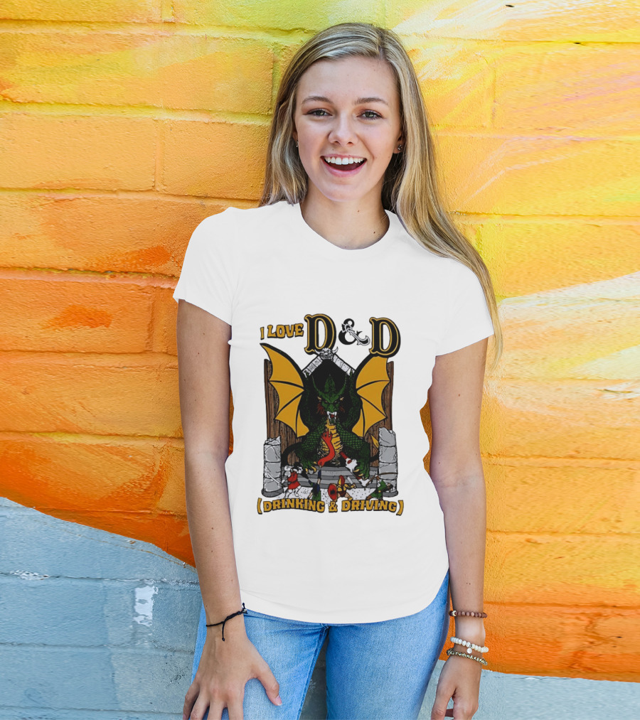 I Love D&D Drinking And Driving Dungeons And Dragons Dragon Fantasy Adventure T-Shirt