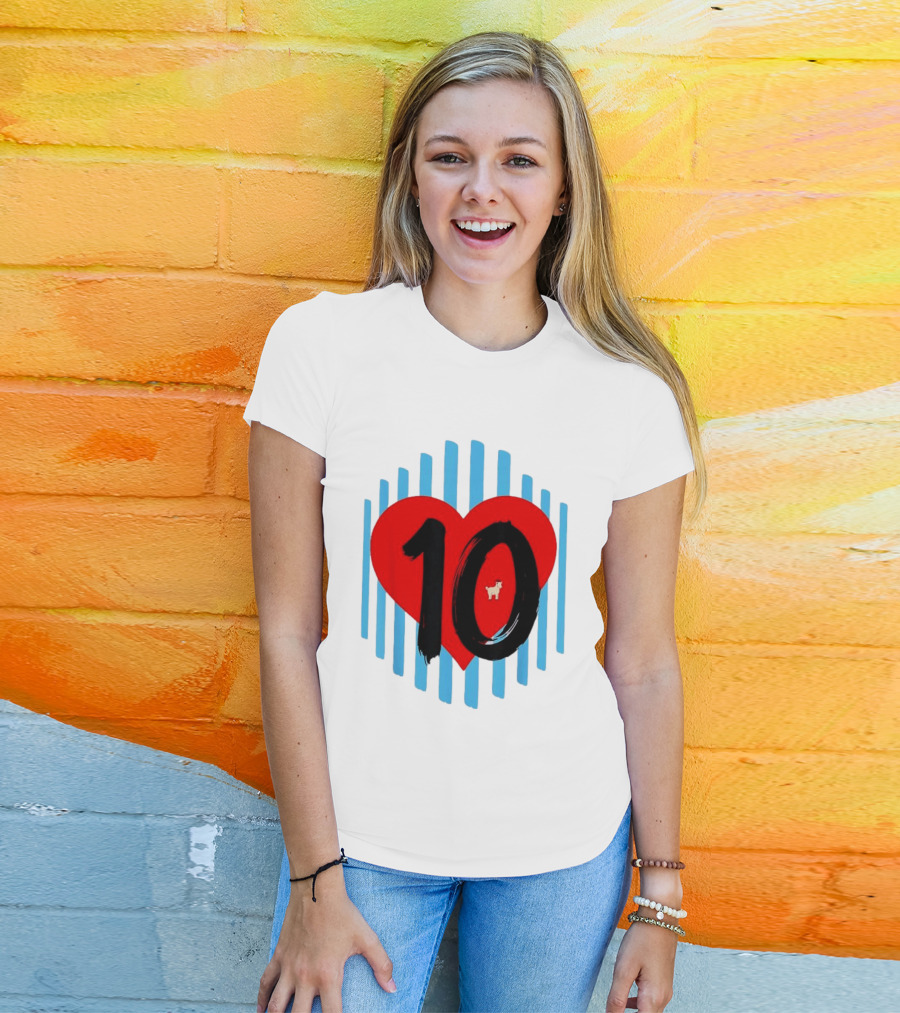 Messi Heart 10 Goat Greatest Of All Time T-Shirt