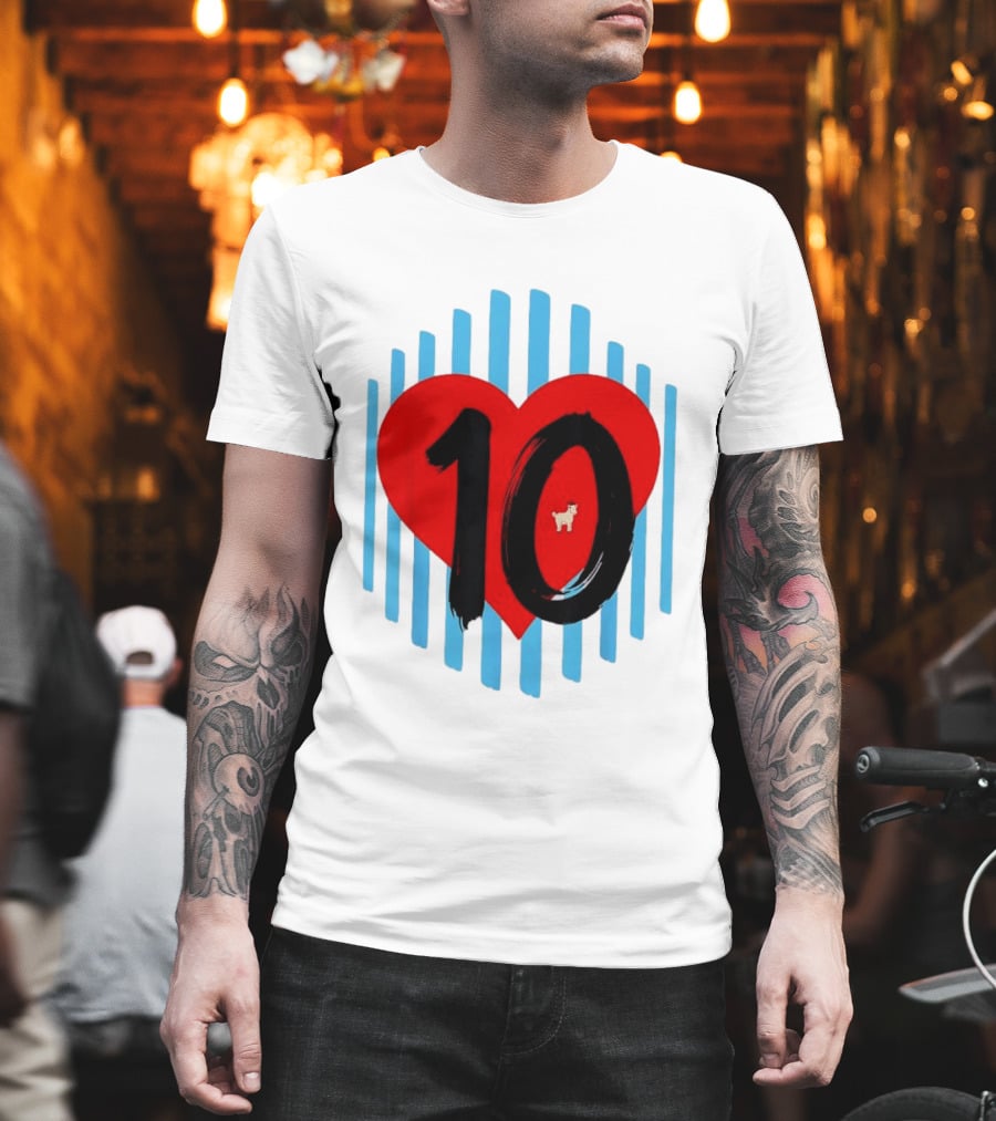 Messi Heart 10 Goat Greatest Of All Time T-Shirt