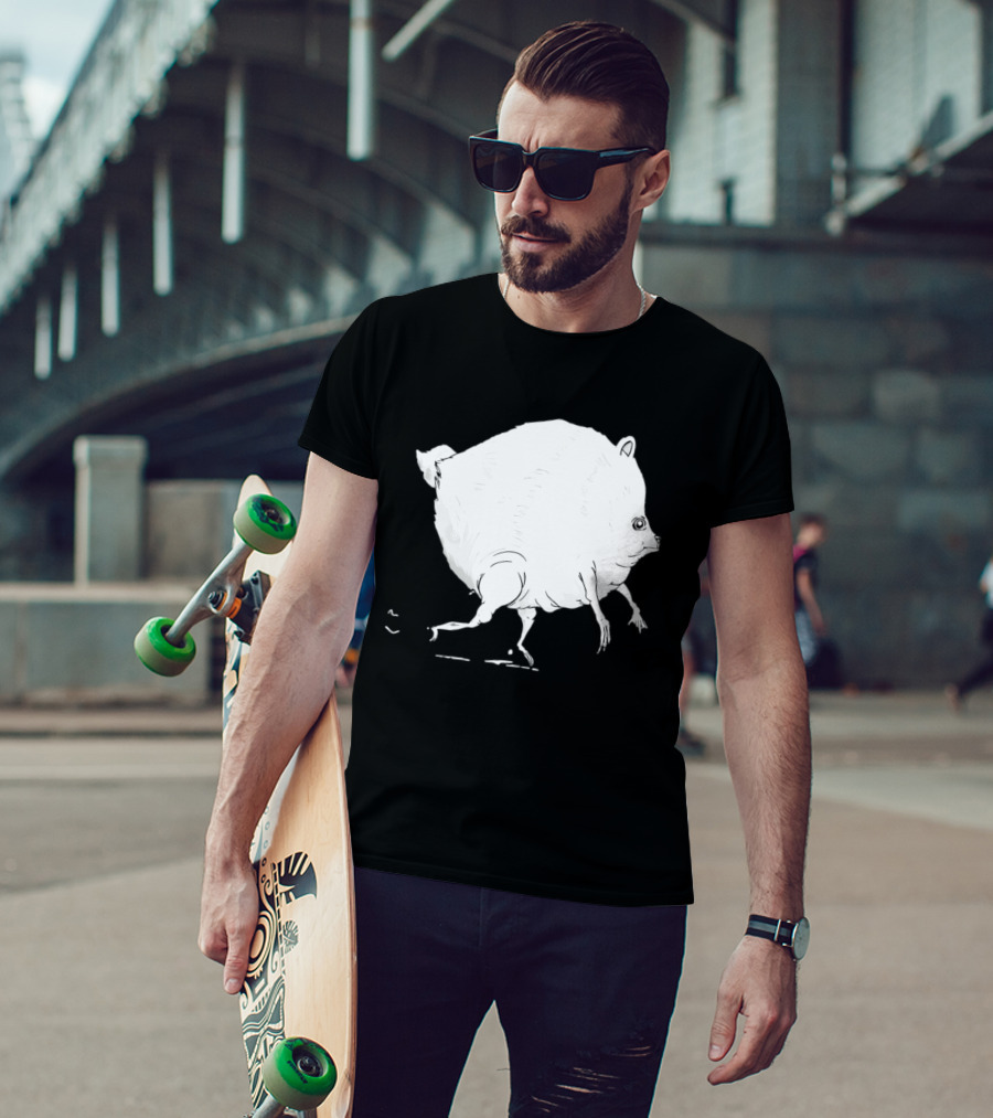 Running Round Hamster Creature Absurd White Quadruped Honesty T-Shirt
