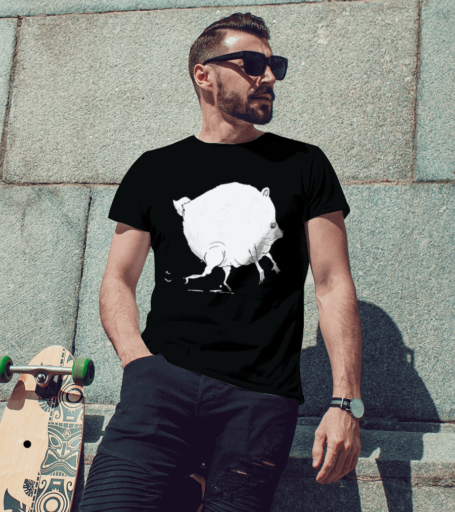 Running Round Hamster Creature Absurd White Quadruped Honesty T-Shirt