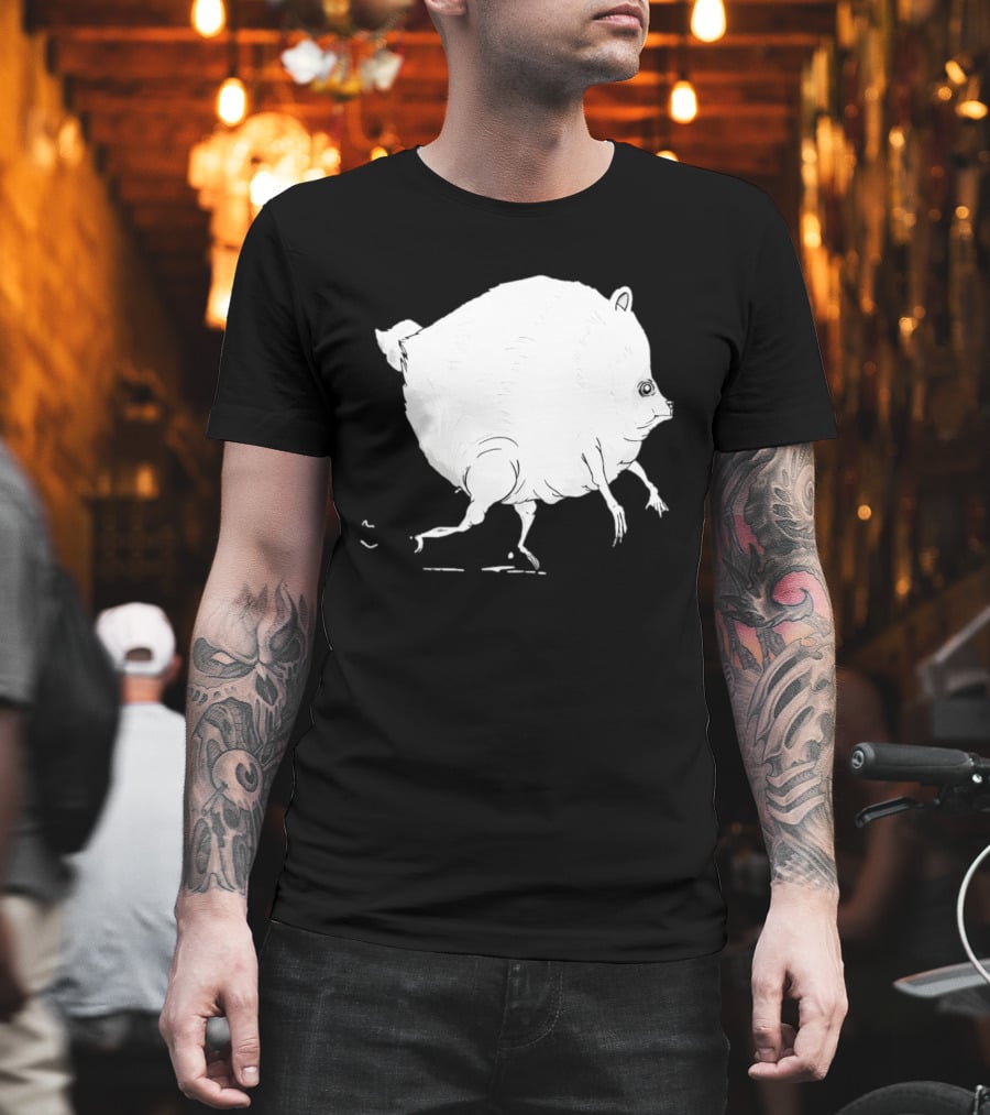 Running Round Hamster Creature Absurd White Quadruped Honesty T-Shirt
