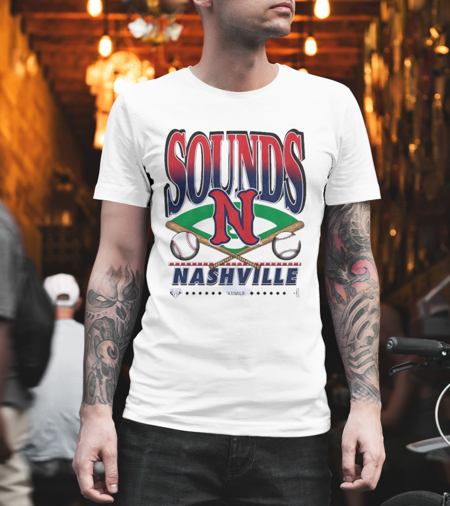 Nashville Sounds MiLB Baseball Team Logo With Bat And Ball T-Shirt